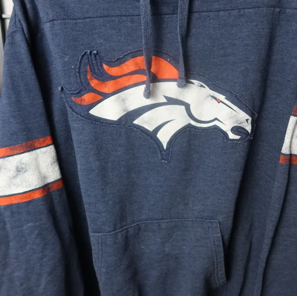 Denver Broncos Football Men's Blue Hoodie with Orange Accents - Picture 4 of 16